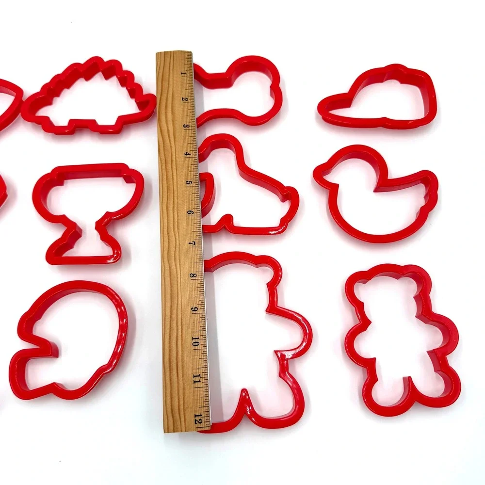 Wilton Cookie Cutter Set 12 Piece Red Mixed Shapes Animals Sports Vintage
